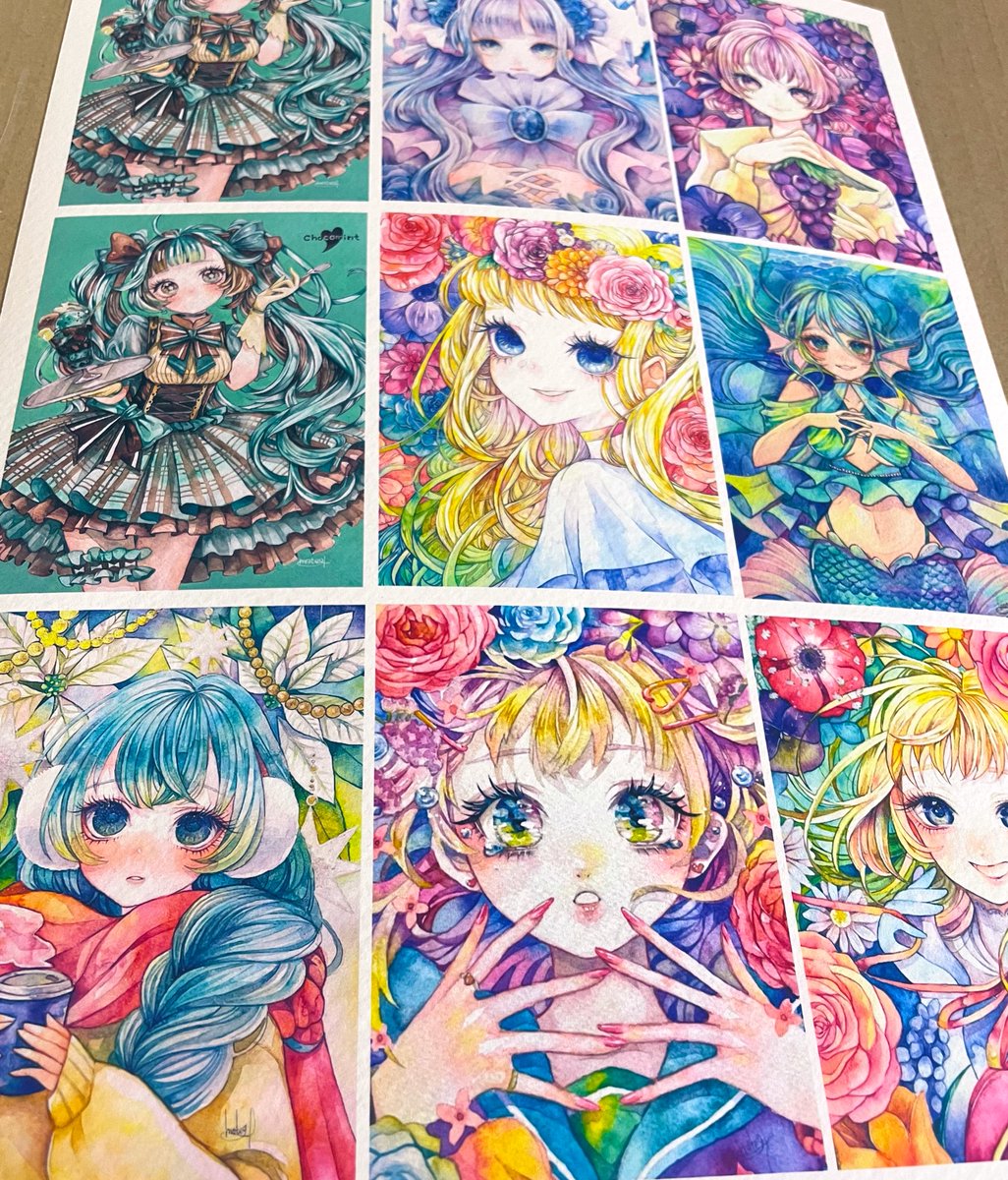 お気にたちをミニサイズに縮小して初の複製原画にしてみたんだけど