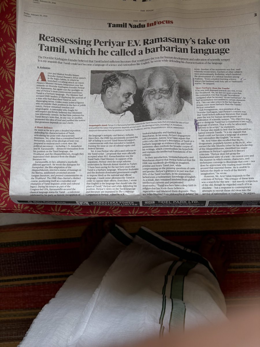 <a href="/nramind/">N. Ram</a> <a href="/nravi_ind/">N. Ravi</a> While I have no comments on Mr B.Kolappan’s article today,I wish to point out Vibhuti and Naamam disappeared some years ago.But these have appeared now with vengeance!Is this religious revival?2)I have made suggestions to the Govt of TN and journals for