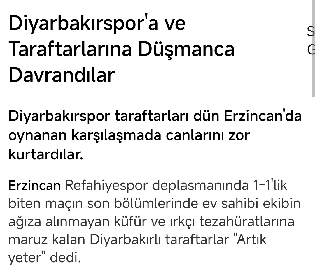 İyi ki arşiv diye teknoloji diye bir şey var!

1965 kurulan Diyarbakırsporun futbolcusunu dinleyelim:

Takımın ilk kurulduğu yıllarda görev yapan Şorik Veysi o günleri, "Henüz PKK yoktu, ancak gittiğimiz her deplasman maçında 'Kürtler Dışarı' sloganları atılıyordu"