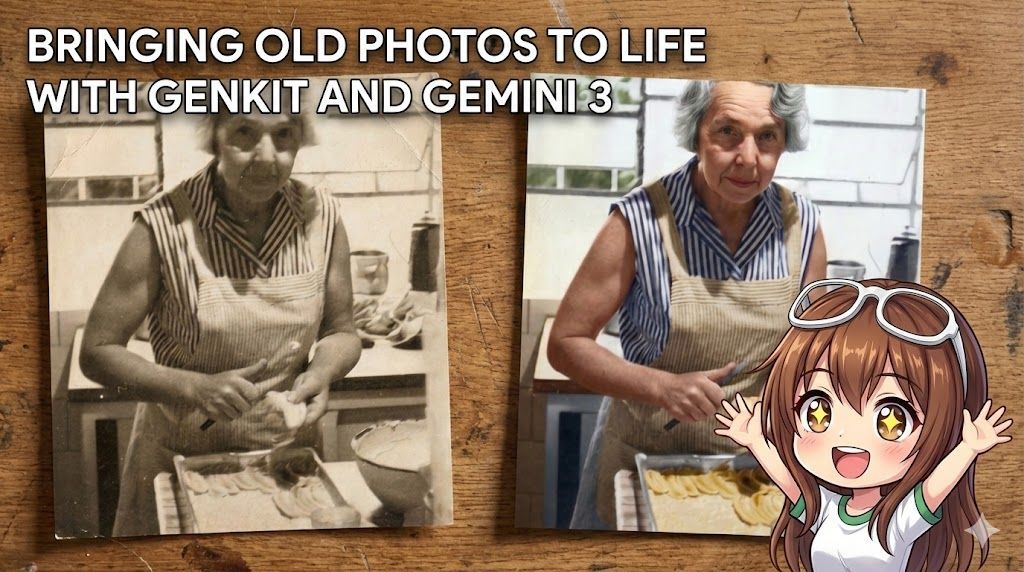 danicat83's tweet photo. One of my favourite uses of AI is to work with images. In this week's blog I wrote about how I'm using Genkit and Nano Banana Pro to restore old family photos. Please check it out!

https://t.co/u0AkWBKe2s 

#genkit #golang #nanobanana #gemini3 https://t.co/yPehOJBQ6W