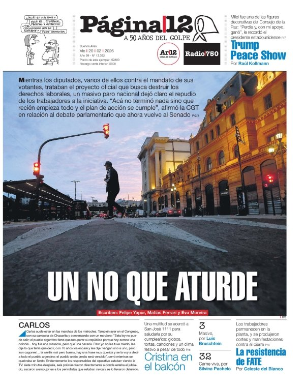 WalterVerst's tweet photo. #Buendía y #BuenViernes para todos!!
A continuación, las portadas de los diarios de hoy #20deFebrero 20/02/2026 #20Feb #20Feb26 #20F.
#LaNación
#Clarin
#Página12 https://t.co/ap9KCzGEy2