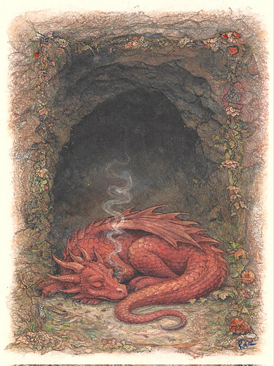 "No dragon can resist the fascination of riddling talk and of wasting time trying to understand it" ~J. R. R. Tolkien; The Hobbit 

art: Stephen G. Rae