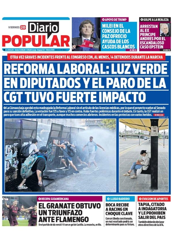 WalterVerst's tweet photo. #Buendía y #BuenViernes para todos!!
A continuación, las portadas de los diarios de hoy #20deFebrero 20/02/2026 #20Feb #20Feb26 #20F.
#DiarioPopular
#Crónica https://t.co/2vAIvzZS1c