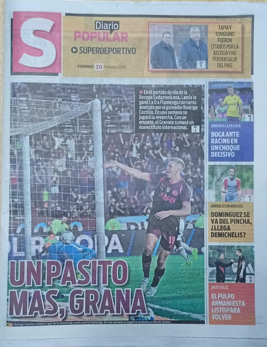 WalterVerst's tweet photo. #Buendía y #BuenViernes para todos!!
A continuación, las portadas de los diarios de hoy #20deFebrero 20/02/2026 #20Feb #20Feb26 #20F.
#DiarioOlé
#Superdeportivo https://t.co/BmMKVjOqcB