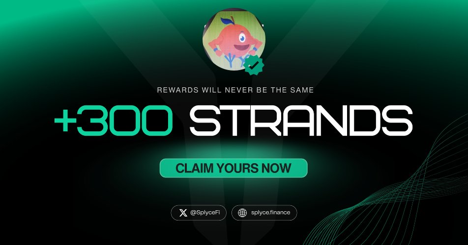 300 Strands claimed. 

Real-world yield is coming to Solana with <a href="/SplyceFi/">Splyce Finance</a> 

Feels good to be early.

Your turn: solana.splyce.finance/rewards?ref=49…