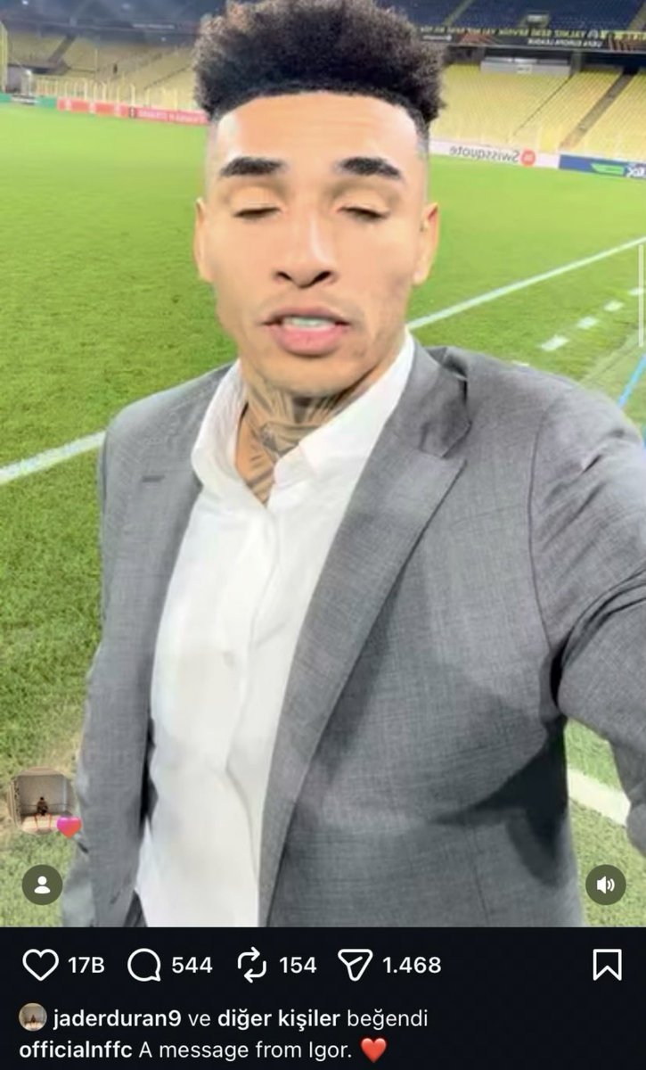 Jhon Duran, Igor Jesus’un gönderisini beğendi. 

#FBvNFFC #veliaht Batuhan Karadeniz Avrupa Ligi