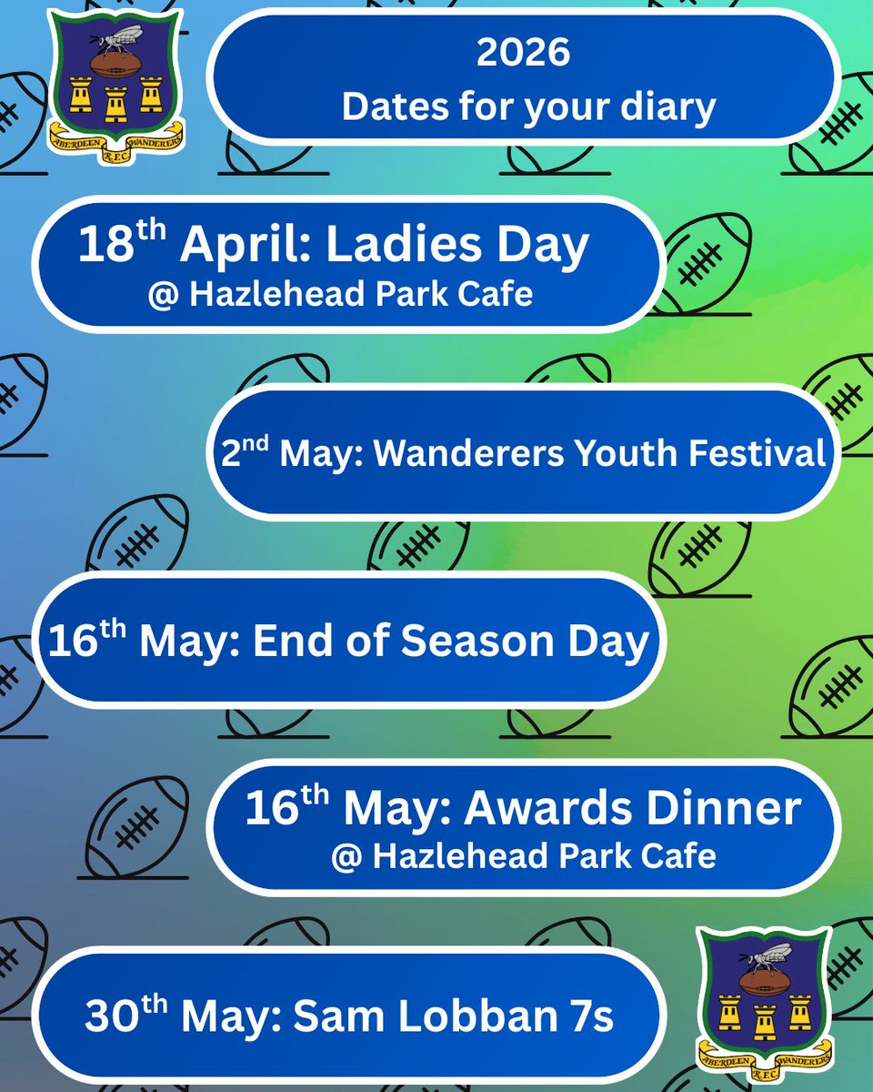 🏉 Now that we are firmly into 2026, here’s a little update with some key dates for your diary!

It may have been a slow start to the year thanks to the weather ❄️ but we’re confident 2026 is going to be a great one for the club.

#aswands #aberdeenrugby #RugbyFamily #2026Season