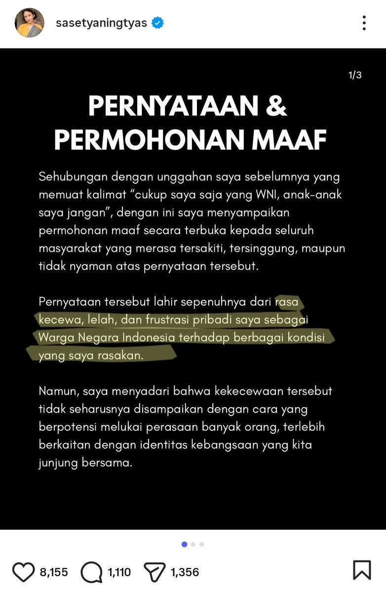 kemarin-kemarin liat dan males komen, terlihat defensif sekali, cuma ngebatin kapan minta maafnya nih dia, dan akhirnya minta maaf juga.

pas baca, lha ni anak udah pernah dapet manfaat fasilitas LPDP sebagai WNI kok kayak ga ada bersyukurnya dan ga tau diri ya