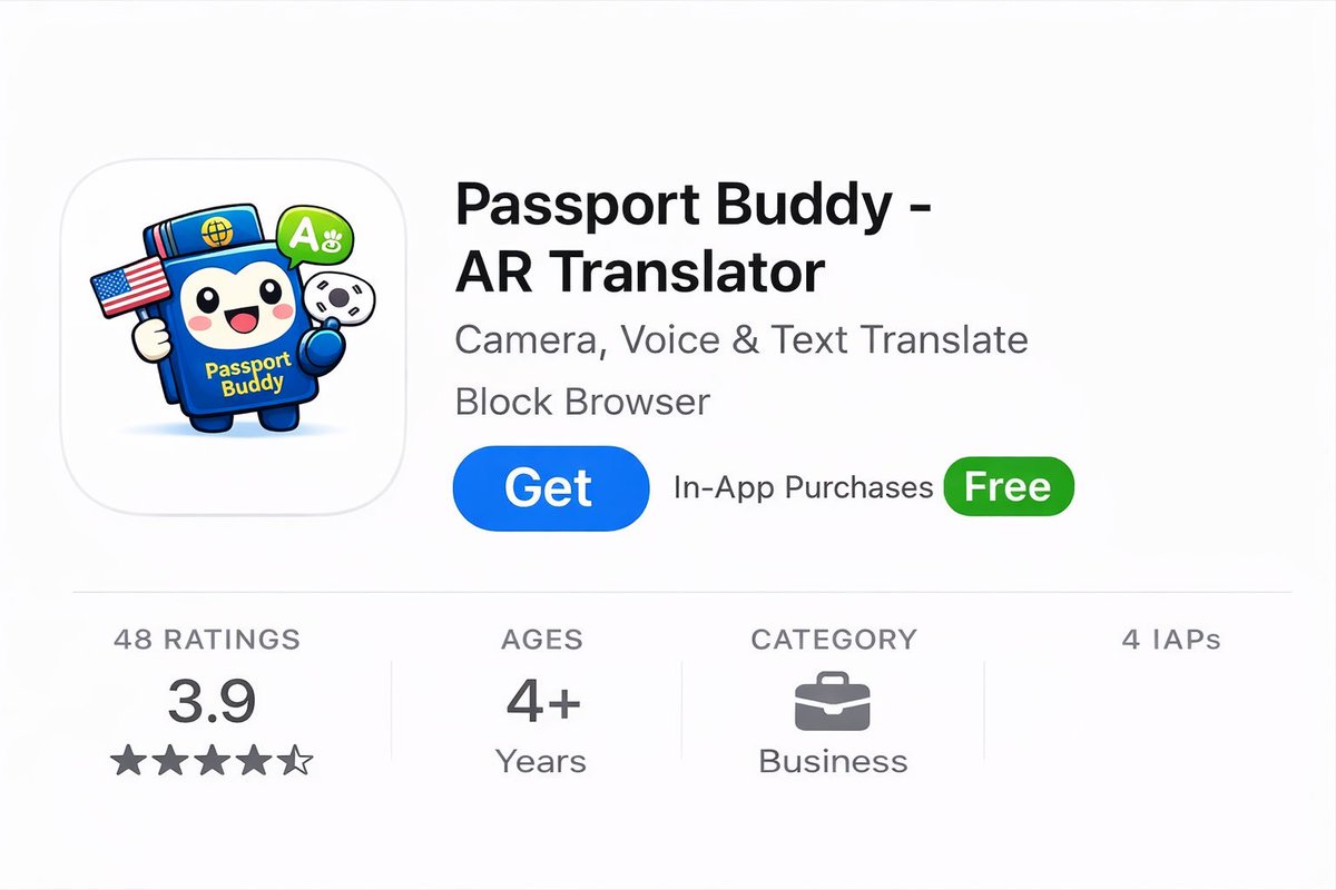 Sn0wbrave's tweet photo. 🌍 Lifetime مجانا لتطبيق Passport Buddy للترجمة بالكاميرا AR والمحادثة الصوتية.
يدعم اكثر من 15 لغة مع عمل بدون انترنت ودعم عربي.
العرض لفترة محدودة.👇
#TranslationApp https://t.co/4SSGIrAuU1