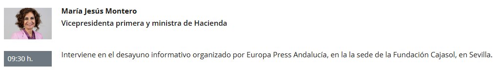 ¡Por fin es viernes! Especialmente para nuestros Ministros.

¿Queréis saber dónde han programado actos para hoy? Pues empecemos con ello ¿no? 

Así seguimos la serie que empezamos la semana pasada sobre el fin de semana de la camarilla de Sánchez.

1. María Jesús Montero.