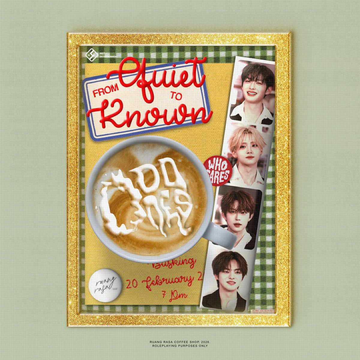 ㅤ
ㅤㅤ𝗙𝙧𝗼𝗺 𝑸𝗎𝗂𝗲t t𝗼 𝙆𝗇𝗼𝘸𝗇
ㅤㅤ𝑂DD ✸N𝐸S LIVE @ Ruang Rasa 
ㅤ    19:00 - End : Feb 20th, 2026

ㅤ    #FROMQU1ETtoKNOWN
ㅤㅤ── <a href="/ODD1NES/">𝑂DD ✸N𝐸S</a> 
ㅤ