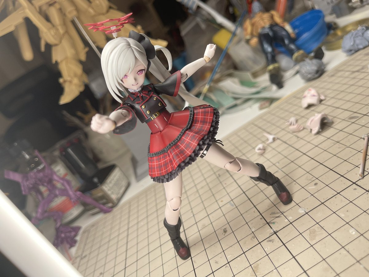 Han0v0's tweet photo. 自制 浅黄睦月1/12 主体完成 #BlueArchive  #ブルアカ https://t.co/wpa9t7zWcj