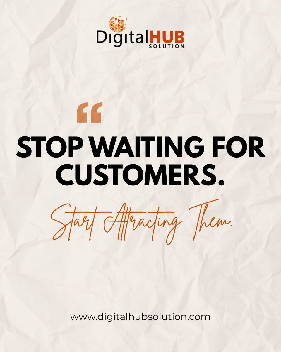 Stop waiting for customers to find you; build a brand they can’t ignore. 🚀 Smart marketing doesn’t chase... it attracts, engages, and converts.

Let’s turn your business into a customer magnet.

#digitalhubsolution #dhs #digitalmarketing #businessgrowth #leadgeneration