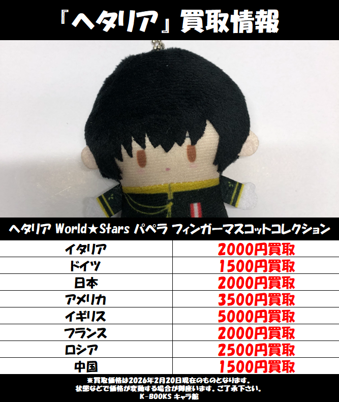 買取情報】 『#ヘタリア 』 パぺラ フィンガーマスコットコレクション