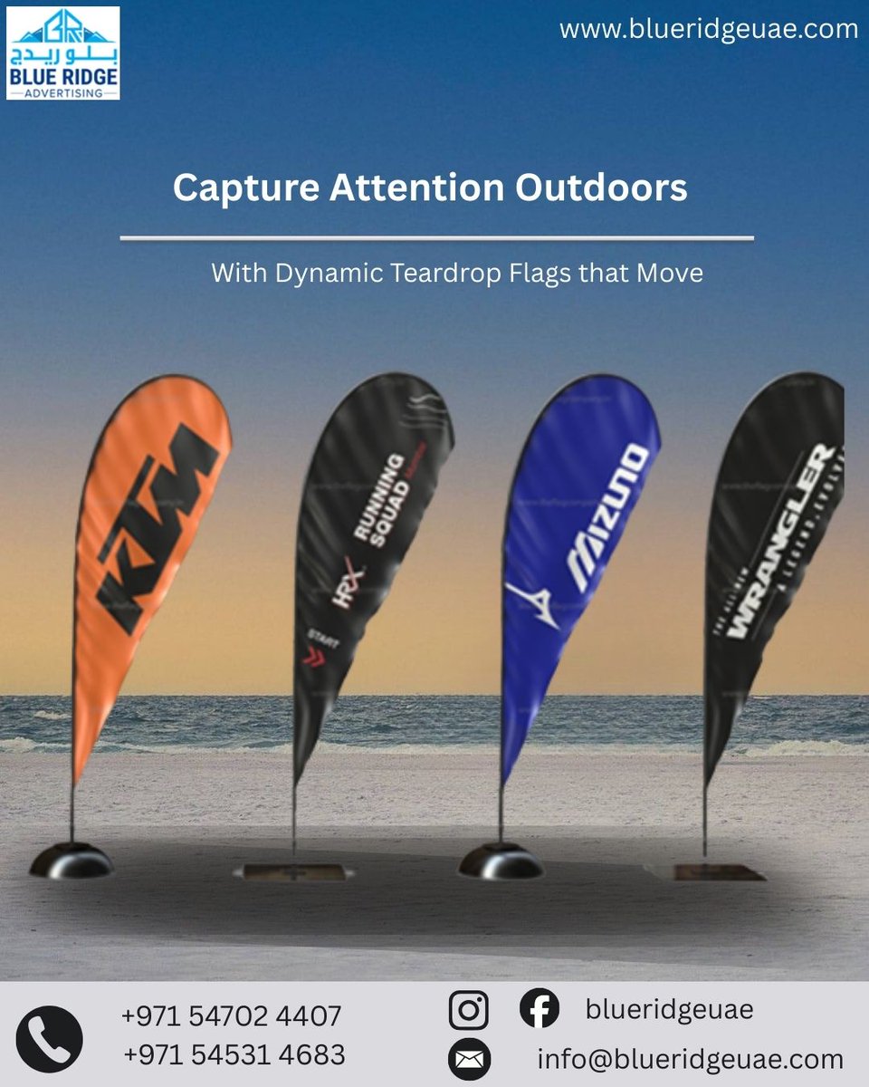 Blueridge_uae's tweet image. Capture attention outdoors with dynamic teardrop flags that move with the wind and amplify your brand visibility.
blueridgeuae.com

#BlueRidge #TeardropFlags #OutdoorAdvertising #BrandVisibility #EventMarketing #CustomPrinting