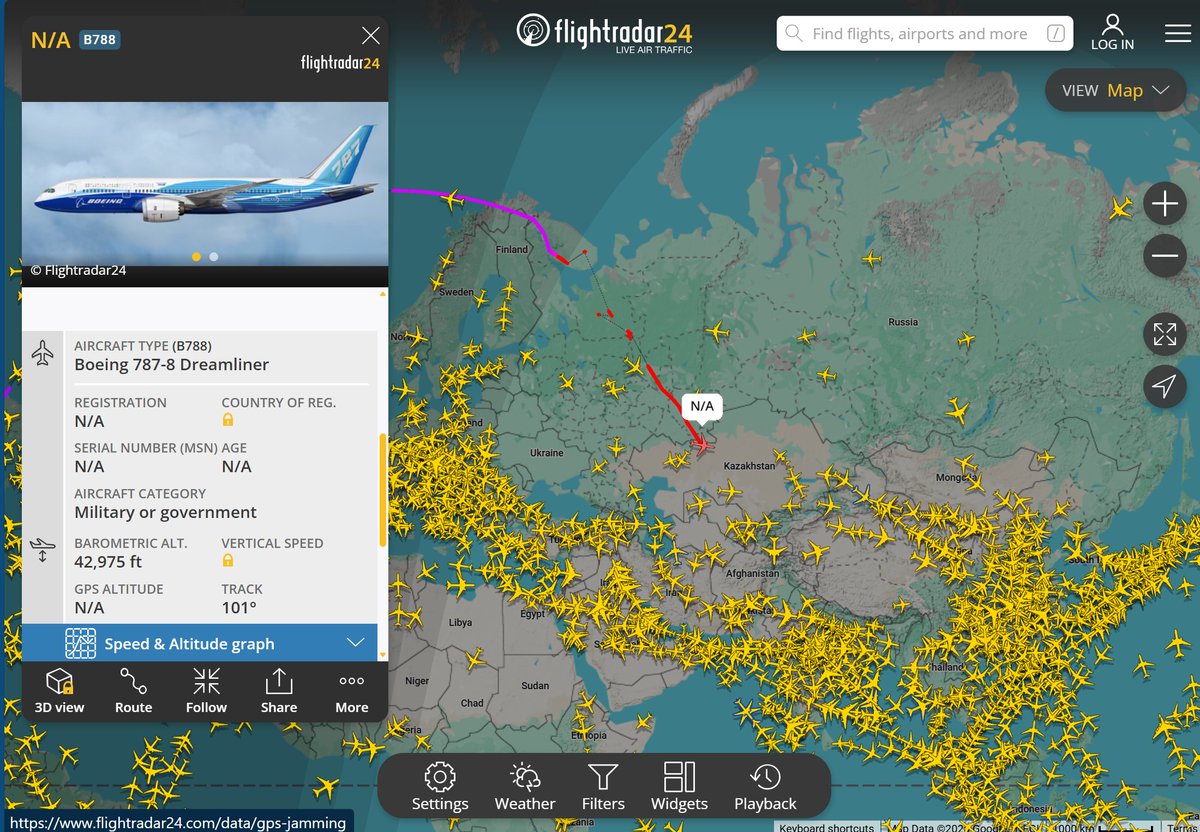 Itz_TRV's tweet photo. American Government aircrafts seen flying on the border of russian and above russian military bases #Russian #American https://t.co/0wIeLycjcX