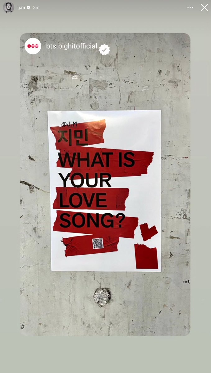 260220 <a href="/BTS_twt/">방탄소년단</a> #Jimin IG Story

지민 @.j.m
WHAT IS YOUR LOVE SONG?

#BTS #방탄소년단 #BTS_ARIRANG
#whatisyourlovesong