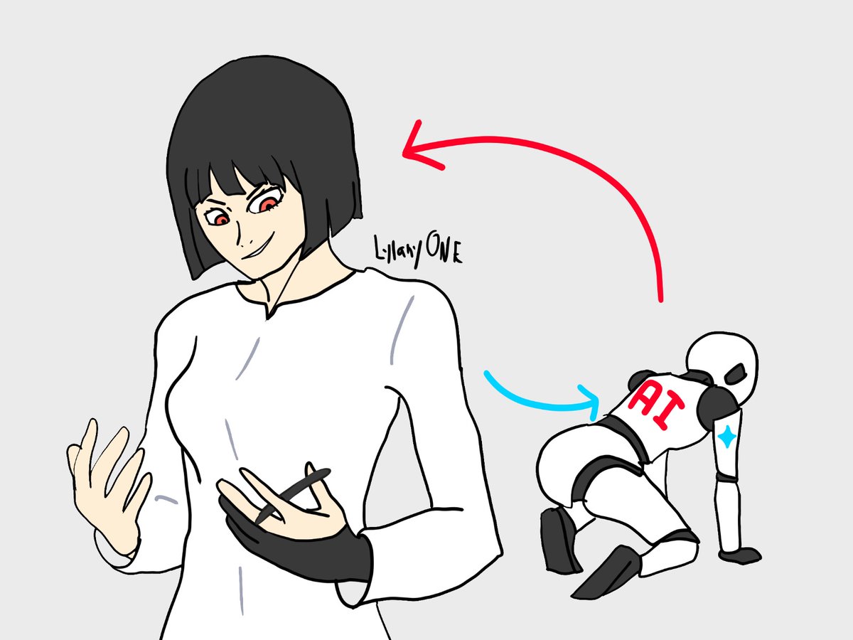 LylanyOne's tweet photo. Human Artist Girl x AI Body Swap 

A short story where an AI swaps bodies with a human artist. I think it represents perfectly my transition to digital art. Wish me luck 😉

#Bodyswitch #posession #bodyswap #TSF https://t.co/x8rkWe1BsX