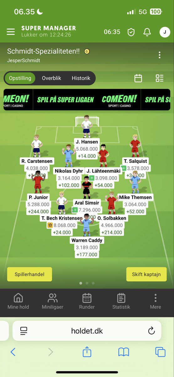 CaptainChoice10's tweet image. Det bliver holdet! 

Simsir ind! 
Juho ind! 
Salquist ind! 

Wæver ud!
McCowatt ud! 
Ambæk ud! 

#sldk #fypシ #Superliga #FCM