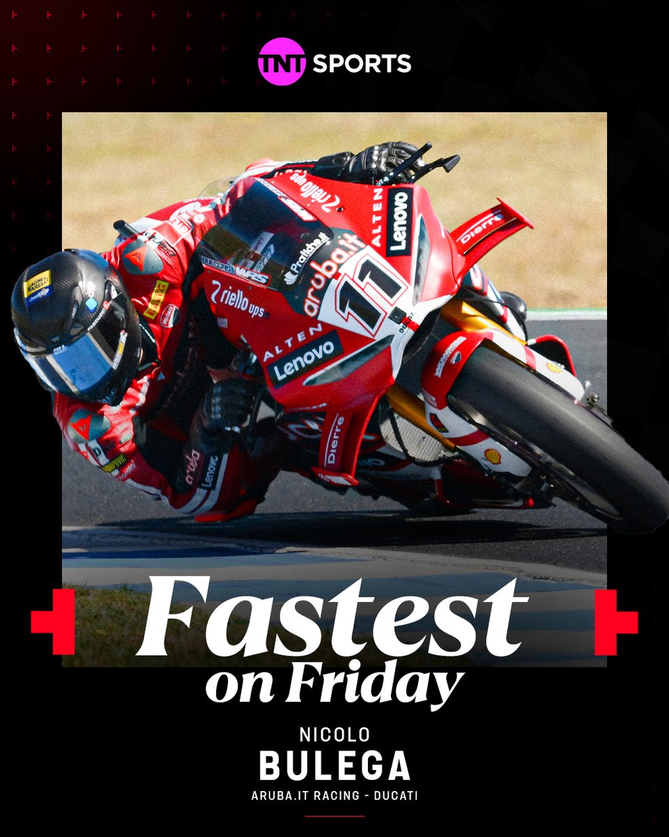 bikesontnt's tweet photo. The perfect start to his 2026!! 🔥

Last year's #WorldSBK Runner-Up Nicolo Bulega nails the first day of the new season topping both Free Practice sessions and ended Friday fastest 💨

#AustralianWorldSBK https://t.co/Svn9BSRHZQ