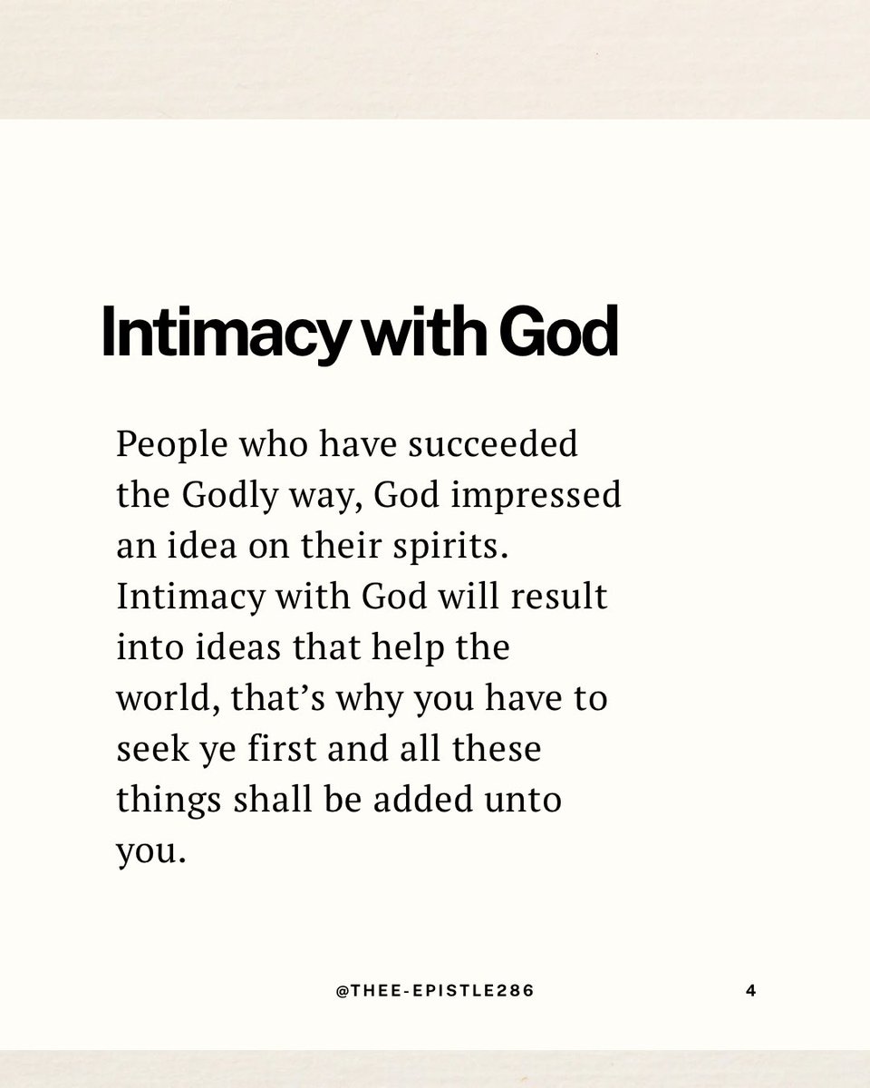 Thee_Epistle286's tweet photo. The Secret of Global Innovation
“Seek ye first the kingdom of God and His righteousness, and all these things shall be added unto you.”
(Gospel of Matthew 6:33)
In your secret place God can impress a divine innovation that can change the world.
#TheeEpistle286 #SeekYeFirst https://t.co/9B5ww3DJ2O