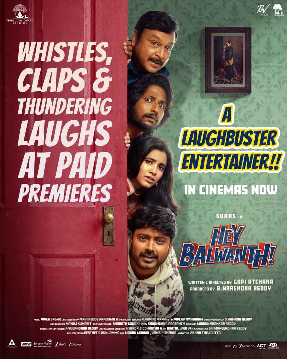 #HeyBalwanth review
Frst half starts with sudarshan comedy👌👌👌💯suhas anna  acting😍👌
Heroine 🥰 cute pair
Sudarshan comedy highlight 💯
2nd half twists💯👌 pokiri reference mass💓⭐naresh uncle💯💯
Emotional climax
Good watch for weekend👌