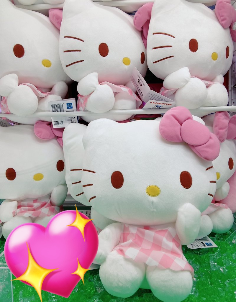 🧸プライズ情報🩷】 ハローキティLLぬいぐるみ ピンクチェック ver