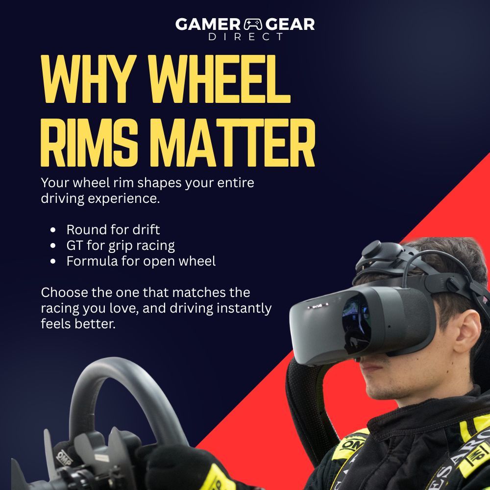 Your wheel rim shapes your entire driving experience.
 
Round for drift.
GT for grip racing.
Formula for open wheel.

Choose the one that matches the racing you love, and driving instantly feels better.