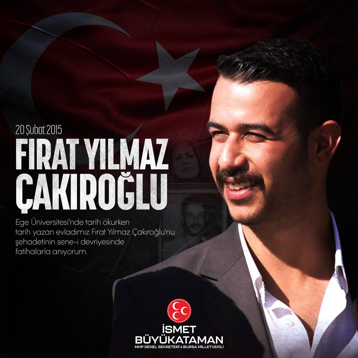 Ege Üniversitesi’nde tarih okurken tarih yazan kahraman evladımız #FıratYılmazÇakıroğlu’nu şehadetinin sene-i devriyesinde rahmet ve dualarla anıyorum.