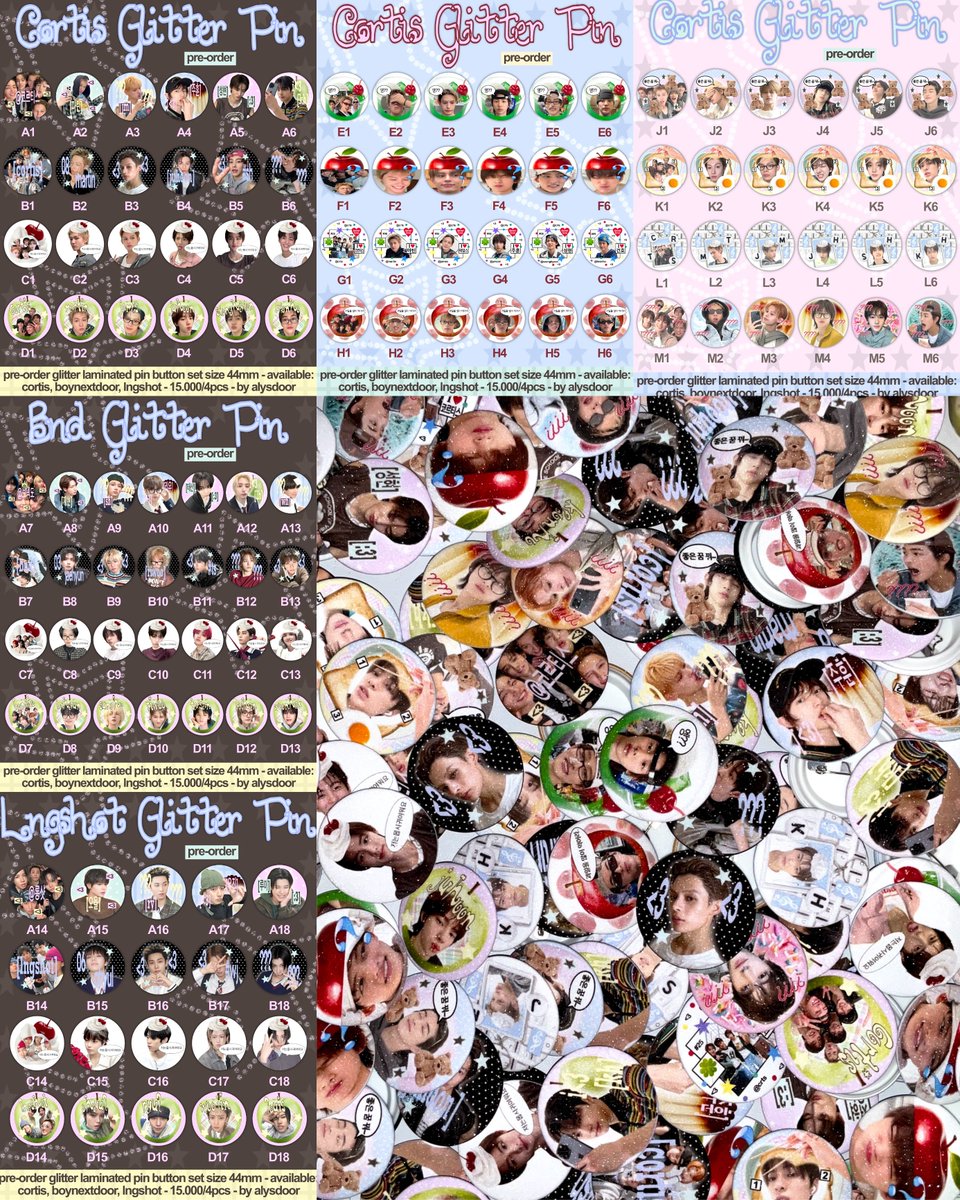 [pls help rt &amp; like<3 thank you!]

★ GLITTER PIN ★ by alysdoor
🗓️ 20 - 25 FEB

🛒 15.000/4pcs | DP 10.000
available for: cortis, bnd, lngshot

ORDER HERE: forms.gle/iisRSWrPr7sXTv…

WW G.O dm🙌🏻
#CORTIS #BOYNEXTDOOR #LNGSHOT

catalog⬇️