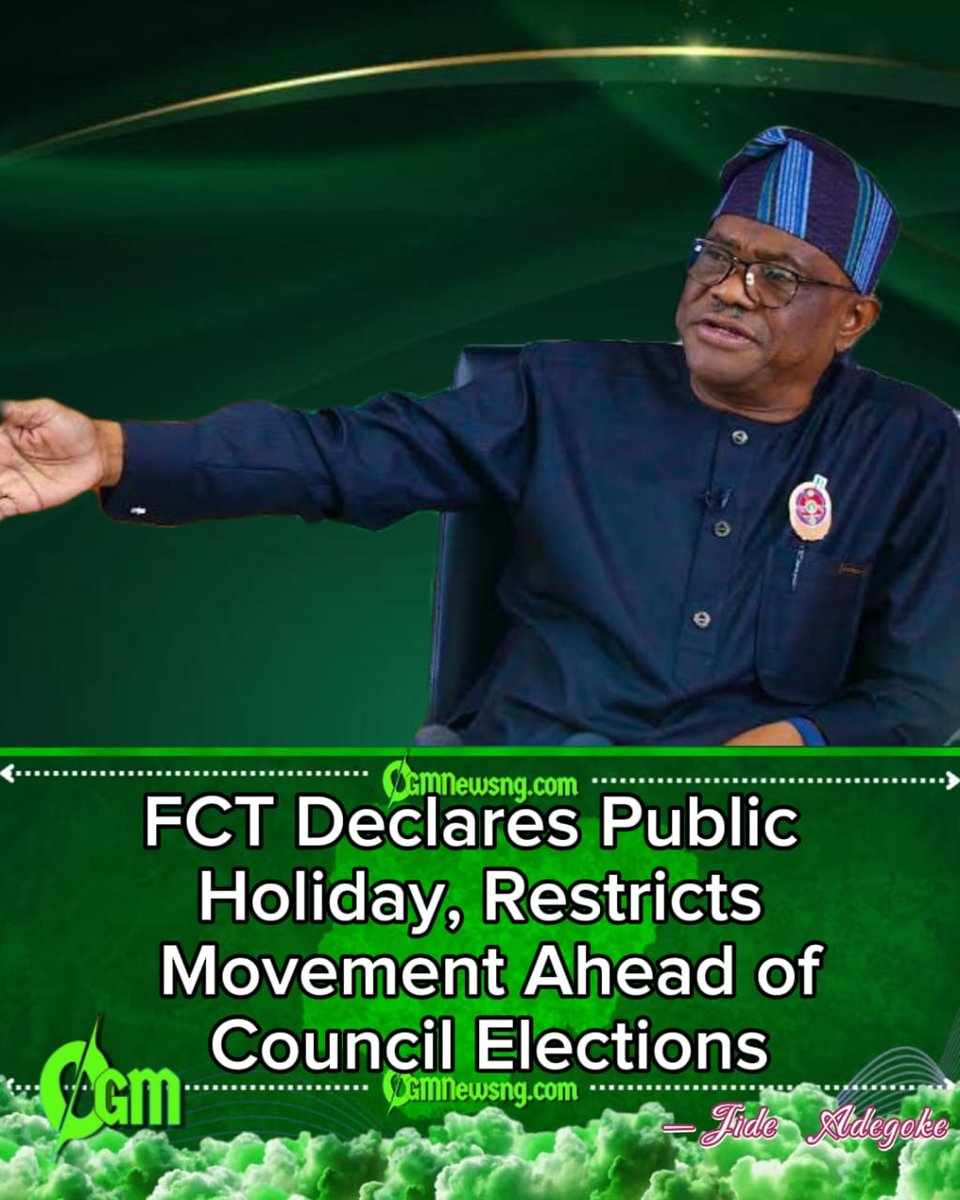 ogmnewsng's tweet image. Wike Urges Massive Turnout in FCT Elections
FCT Minister Nyesom Wike has encouraged residents to participate actively in the upcoming council elections, stressing peaceful

#VoteResponsibly #FCT2026 #PeacefulElections

Babajide Adegoke for OGM News NG 👇

opitanglobalmedia.com/fct-area-counc…