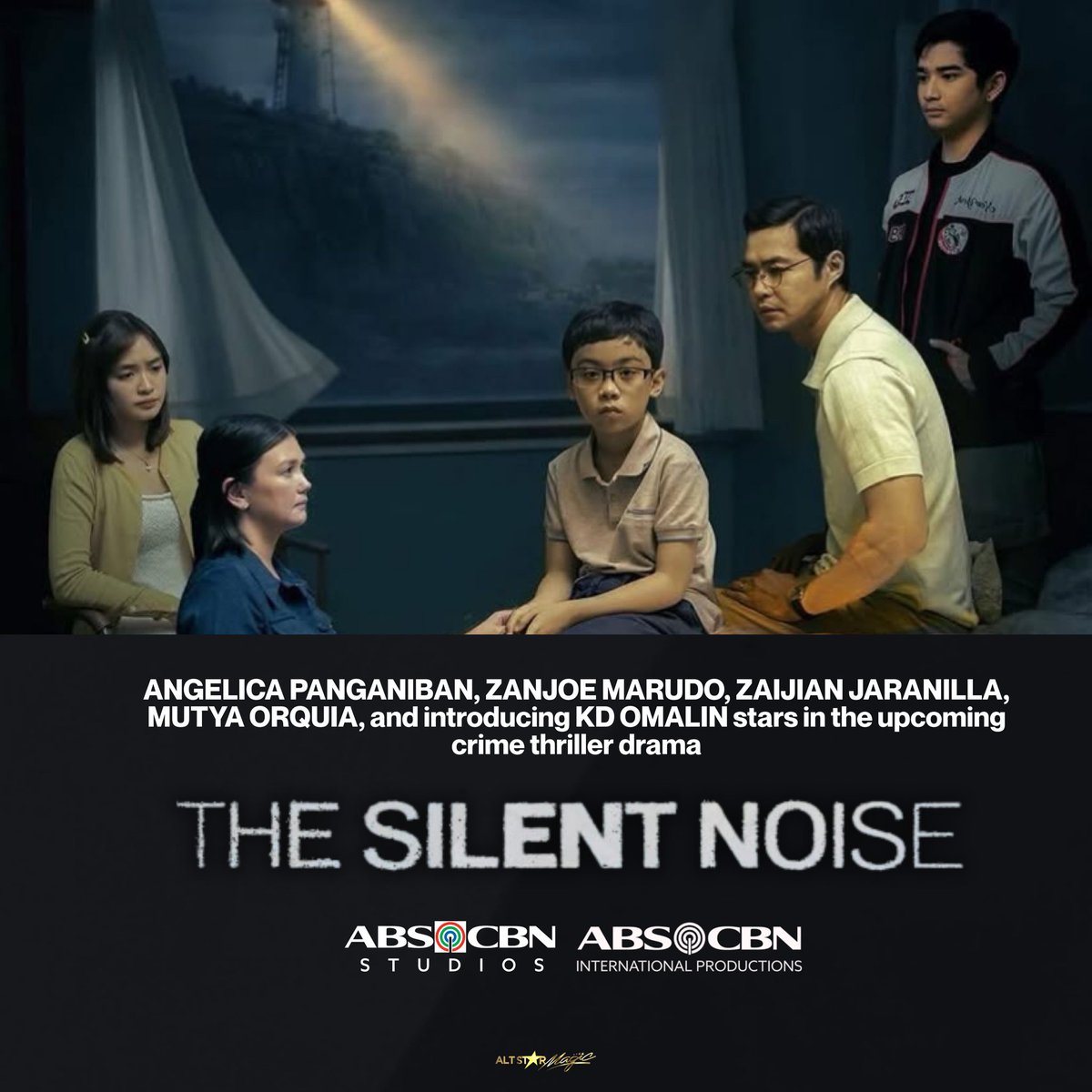 LOOK: HINDI LAHAT NG LIHIM AY KAYANG ITAGO NG KATAHIMIKAN 🤐

Angelica Panganiban, Zanjoe Marudo, Zaijian Jaranilla, Mutya Orquia and introducing KD Omalin will headline the upcoming crime-thriller drama series #TheSilentNoise 💁🏻‍♀️

Produced by ABS-CBN International Productions,