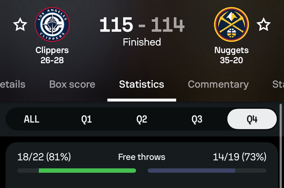 Nuggets-Clippers game was definitely NOT rigged 😂

Check out how many free throws there were in the last quarter - just to make sure to fuck everyone.

32/42 FREE THROWS IN A SINGLE QUARTER

Absolutely insane scam 

F**K NBA