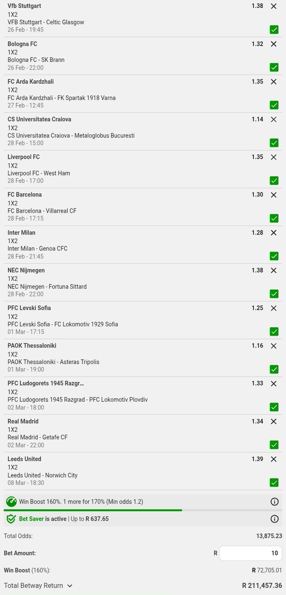 TebogoDieman's tweet photo. Strongest Home straight wins train🔥🚉

Tsogang re zameng❤

13 800 odds🔥

Stake R10 potential win 210K 💰🧘🏿

🚪🏃💨

I just placed a bet with Betway. Tap here to copy my bet or search for this booking code in the Multi Bet betslip BW3DF16F11 https://t.co/DfG3HurCP1 https://t.co/xf1E9wc4N1