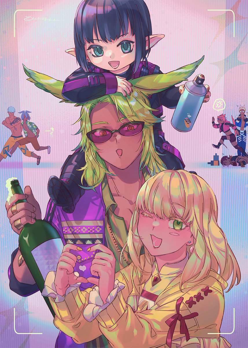 Chikuihaku's tweet photo. 🐸🎨の肩車がかわいくて... https://t.co/jW4HBNGc79