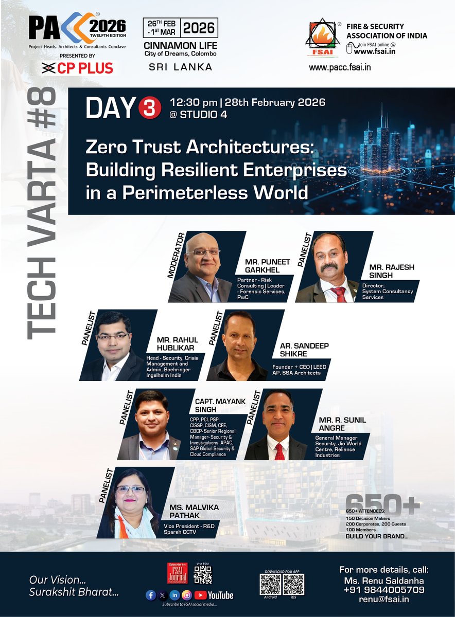 Zero Trust is not optional in a perimeterless world.
Tech Varta #8 | PACC 2026
28 Feb | Colombo.
Build resilient enterprises.
#PACC2026 #ZeroTrust #EnterpriseSecurity #CyberResilience #RiskLeadership