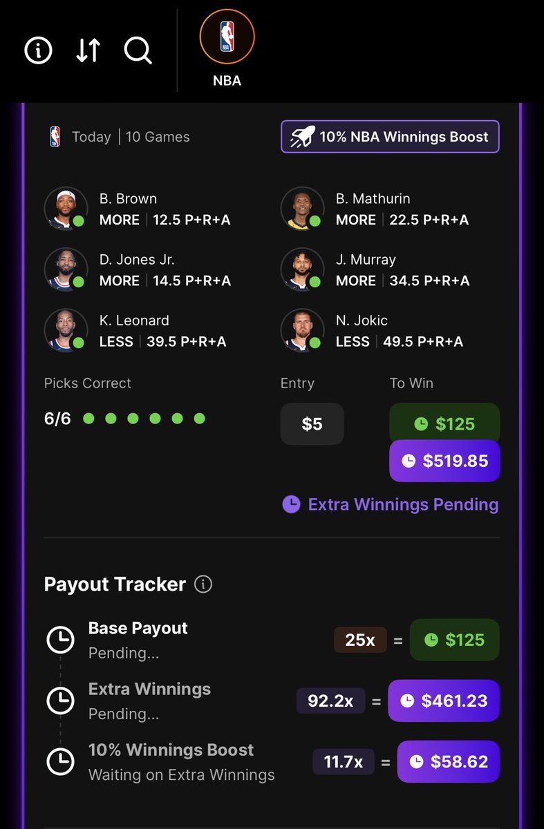 Came through in the clutch again <a href="/Pick6/">Pick6</a> that purple why I don’t use other sites!