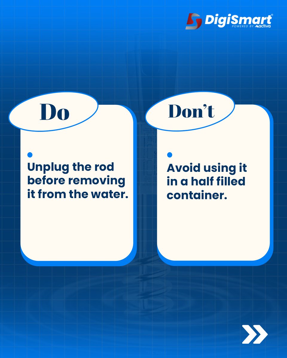 DigiSmartElect's tweet photo. Using an immersion rod is quick and handy, but a few simple precautions go a long way. Follow these tips while using an immersion rod us and keep your home smarter and safer! 🌟#LoveLivesAtHome
#ImmersionRod #SmartLiving #HomeSafety #ElectricalSafety #DigiSmart https://t.co/TykA5jz6xP