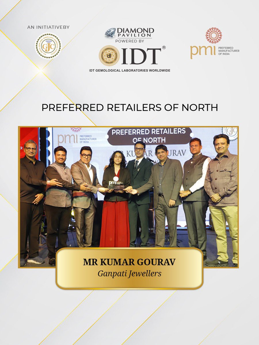 IDTWORLDWIDE's tweet photo. Celebrating the determination, commitment and excellence of North India’s Preferred Retailers at PMI 2026, Delhi.
Honoring North India's top retailers at PMI 2026, Delhi! 👜

#pmi2026 #jewelleryretail #diamondindustry #goldindustry #idt https://t.co/TsIVyTWQiR