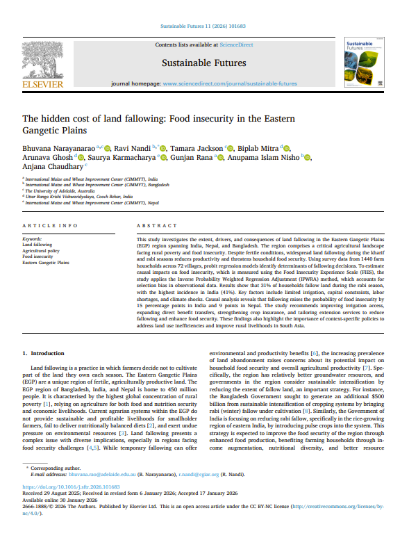 ravinandi686's tweet photo. * Fertile land left uncultivated has real costs*
Our new study from India, Nepal, and Bangladesh shows that land fallowing raises the risk of food insecurity. Reducing fallow land is a food security issue, not just an agronomic one.
https://t.co/Y1DD1zWUri https://t.co/KNfjjGwoLx