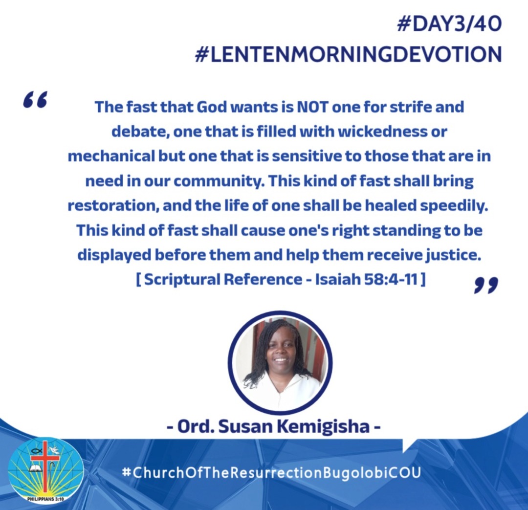 #DayThreeOfFourty 

Isaiah 58:4-11

Is it not to share your food with the hungry &amp; to provide the poor wanderer with shelter-when you see the naked, to clothe them,&amp; not to turn away from your own flesh and blood?

Kindly study up &amp; share in the comments section what stands out
