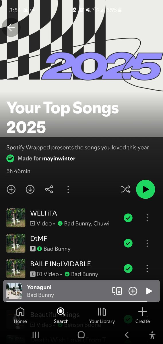 May_inWinter's tweet photo. @SpotifyNews @SpotifyJP I'm a Latina living in Japan, my birthday is on March 10th, my top artist in my Spotify wrapped 2025 is Bad Bunny 🥺💖 my first 3 top songs are Weltita, DtMF and Baile Inolvidable 💃🏻🙏 check my account mayinwinter  🙏🙏 I am so so so hoping to get an invite please! @sanbenito https://t.co/DS2kMBzM5X