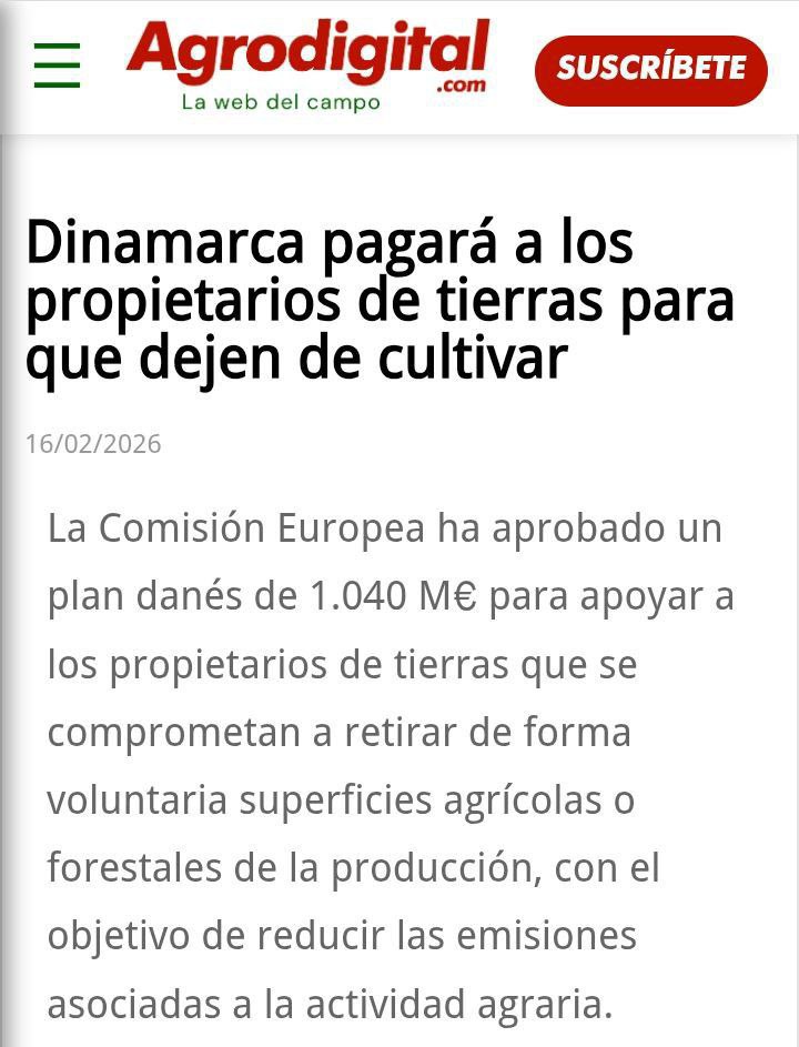 DeusVul94229466's tweet image. Europa está enferma!!! 

Dinamarca pagará a los propietarios de tierras para que dejen de cultivar.