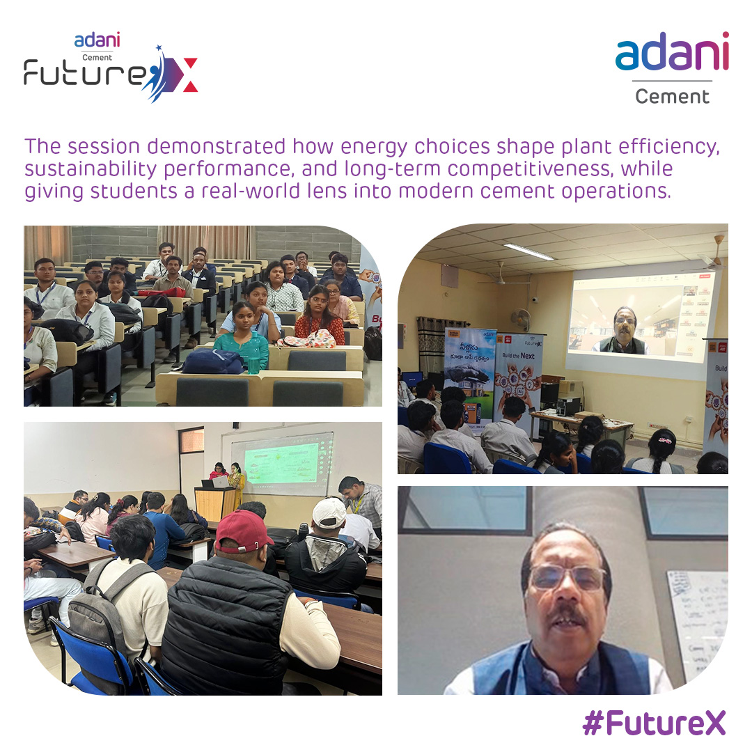 AdaniCement_'s tweet photo. Empowering minds through #FutureX.
5,000+ students joined a session by Mr. Sukuru Ramarao, Head – Technical Center of Excellence, on how energy choices shape efficiency, costs, performance & sustainability, bridging classroom theory with real plant realities.
#ThisIsAdaniCement https://t.co/j2LoxCjpNa
