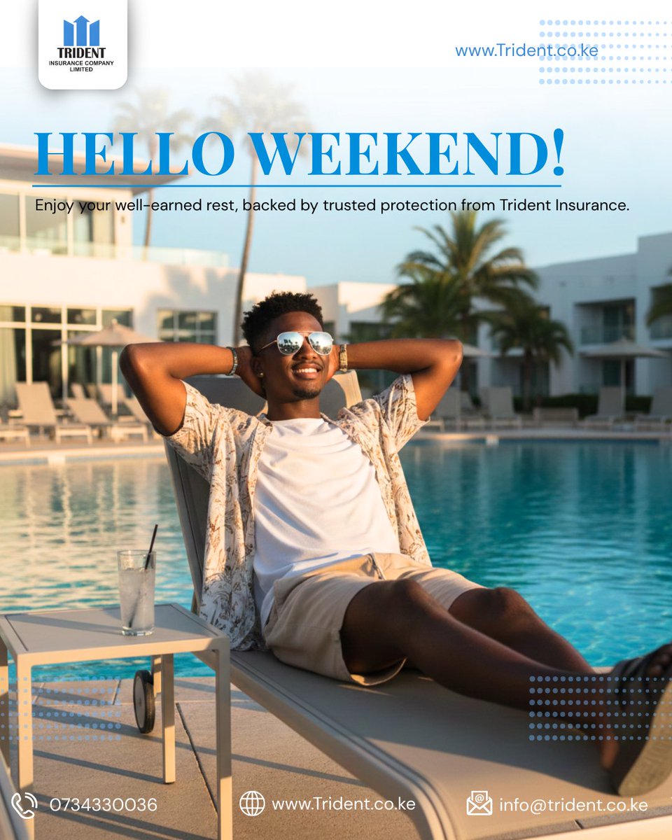 tridentIns's tweet image. The weekend is your time to unwind — and it should be worry-free.
With Trident Insurance, your cover remains in place so you can focus on what matters most.
📞 Contact us today to review your cover or get a quote.
#HelloWeekend #TridentInsurance #PeaceOfMind #StayProtected