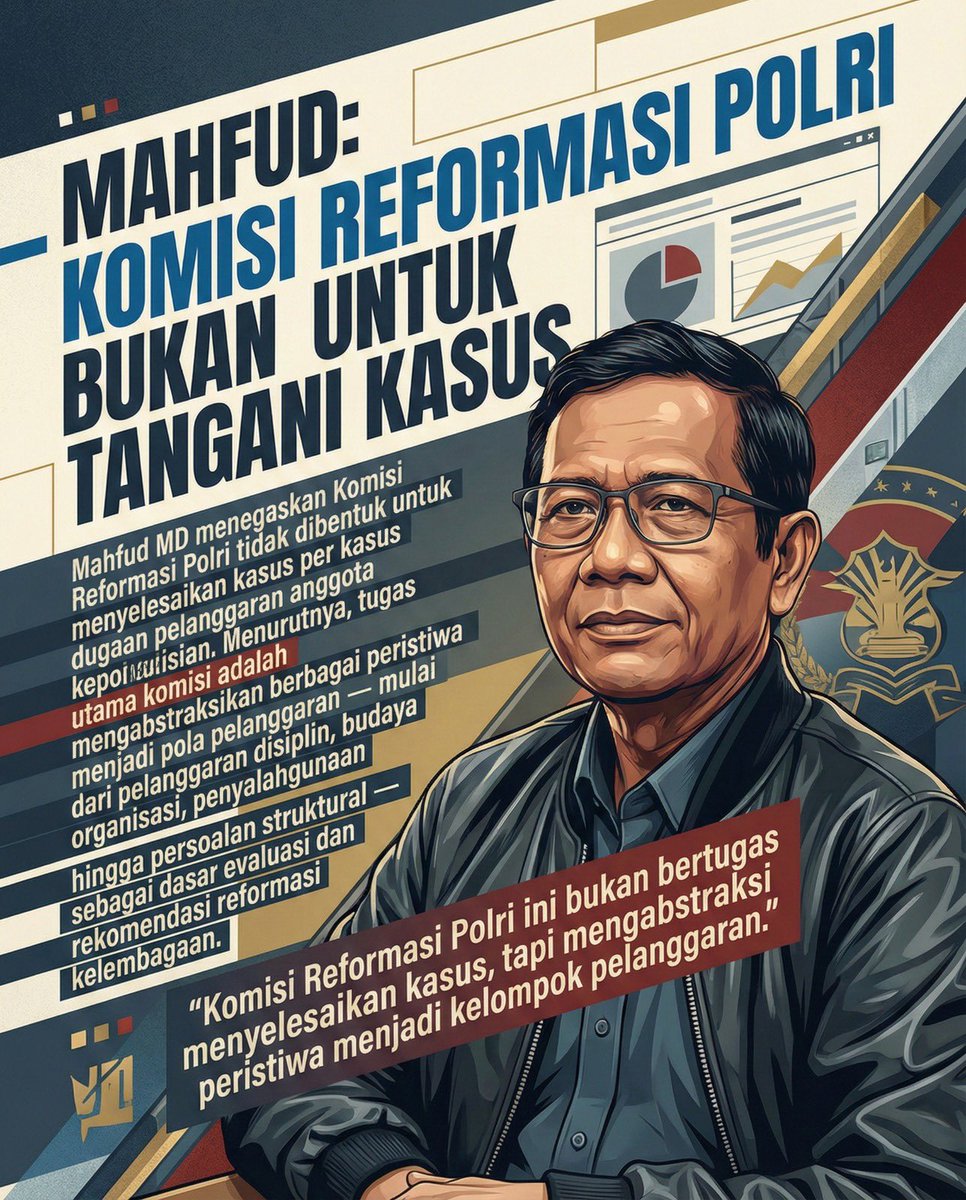 Fokus utama komisi ini adalah identifikasi pola pelanggaran struktural dan kultural di tubuh Polri. Hasilnya akan digunakan untuk rekomendasi reformasi kelembagaan. Jadi, ini soal perbaikan sistem jangka panjang, bukan intervensi kasus individual. #KomiteReformasiPolri