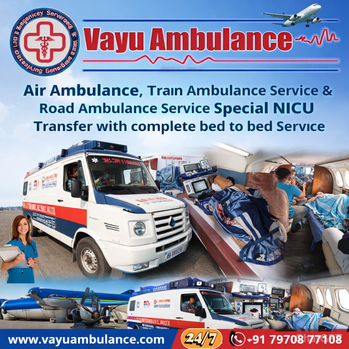 When every second matters, Vayu Air Ambulance provides fast, safe, and fully equipped NICU transfer services across India. We offer Air Ambulance, Train Ambulance Service, and Road Ambulance Service with advanced neonatal ICU setup a
📷  vayuambulance.com
📷 +91 79708 77108