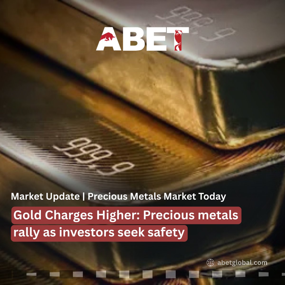 AbetGlobal's tweet photo. Gold Charges Higher: Precious metals rally as investors seek safety

Market Update | Precious Metals Market Today

More 👉https://t.co/3JsCERwsxl

#MarketUpdate #PreciousMetals #GoldPrices #SilverPrices #CopperPrices #SafeHavenAssets https://t.co/xyAXnXeyaf