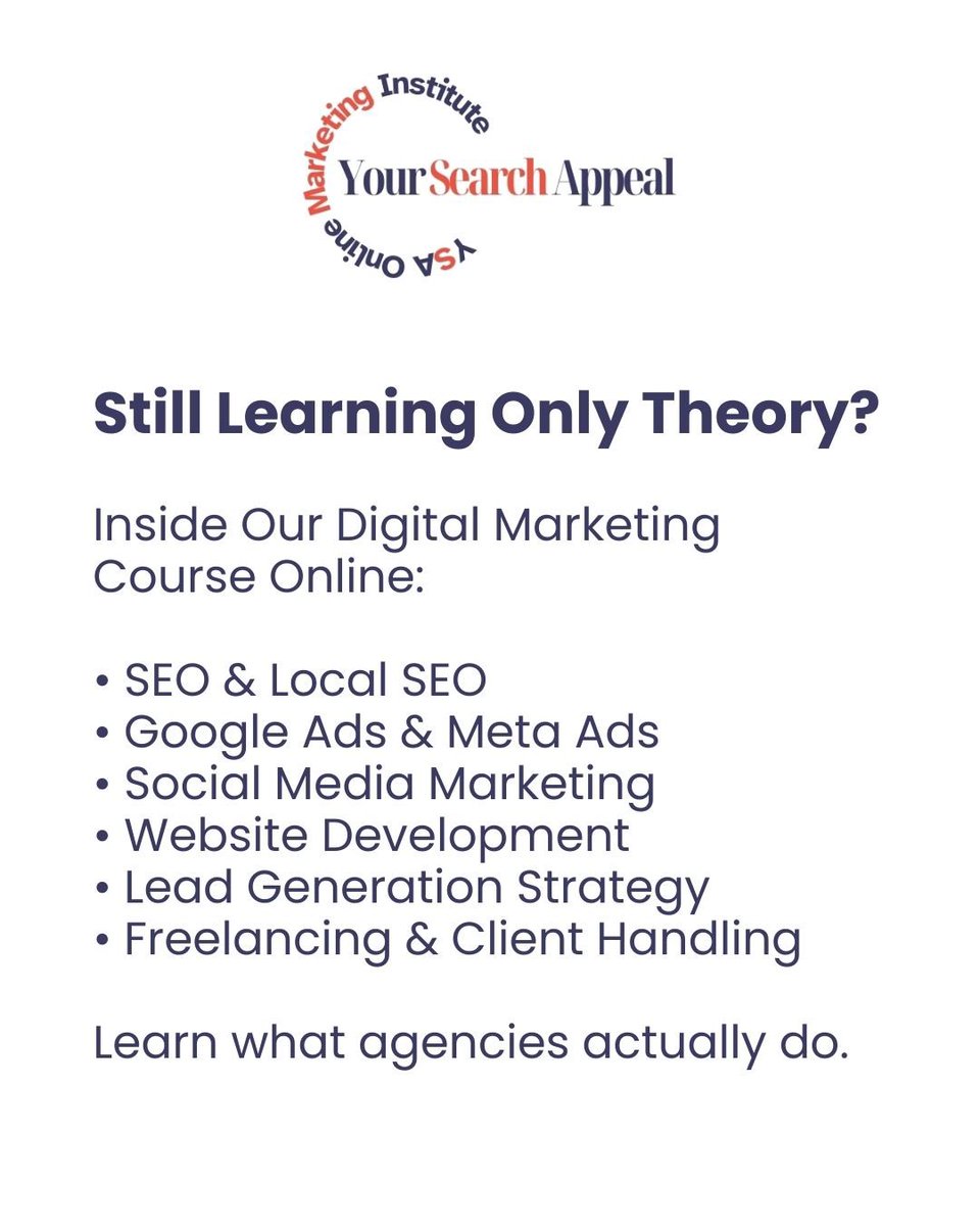 YsaInstitute's tweet photo. Your digital marketing career needs skills — not just certificates. 🎯

At YSA Online Digital Marketing Institute, our Digital Marketing Course Online focuses on practical training, live campaigns &amp; real industry exposure.

Learn. Practice. Grow. ��

#DigitalMarketingCourseOnline https://t.co/zGR0zmByCZ