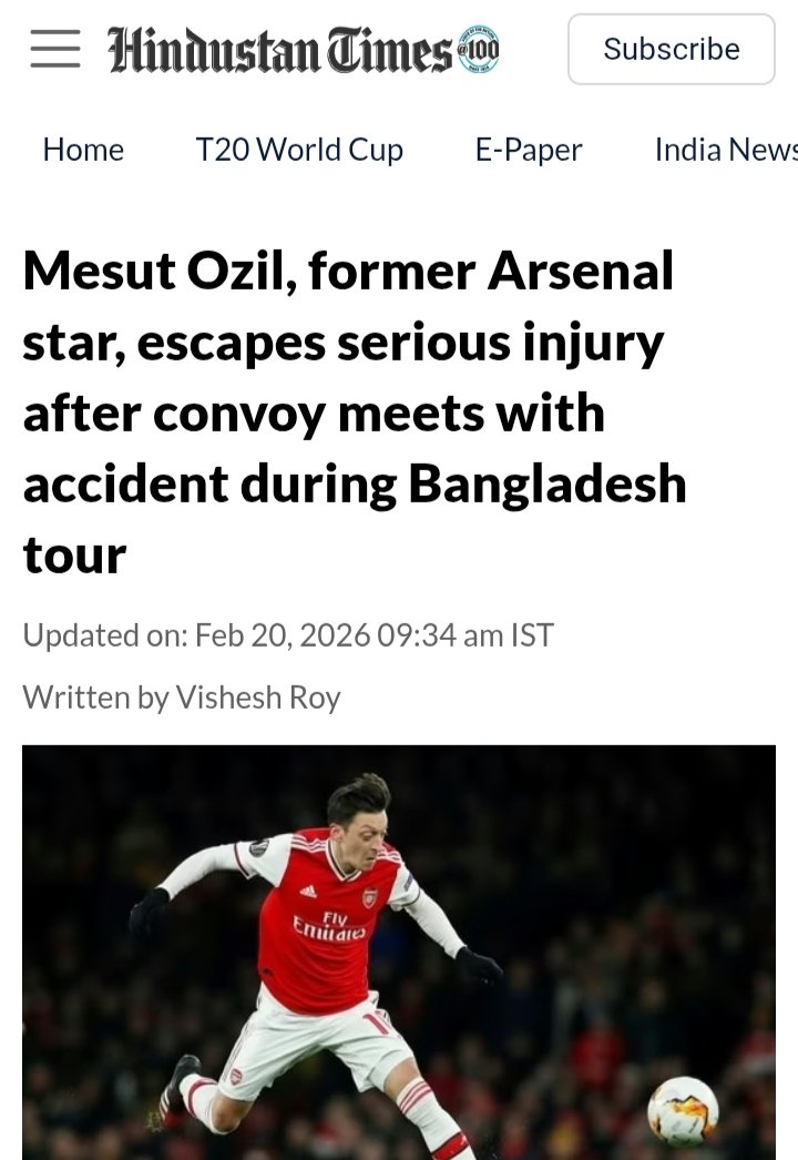 PROPHECY CONFIRMATION 

Prophecy Recap : 09 / 02 / 2026 : Footballers will soon start experimenting Accidents off the Football pitch which will involve accident of Cars and all kinds 

20 / 02 / 2026 🗞️ 📰 
Mesut Ozil, the former Arsenal star, escaped serious injury after his